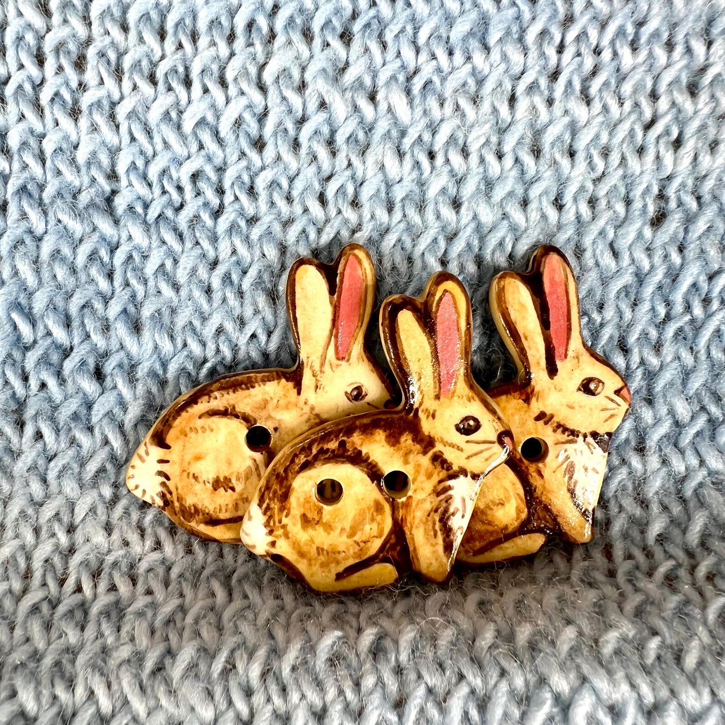 Light Brown Bunny with Long Ears Button