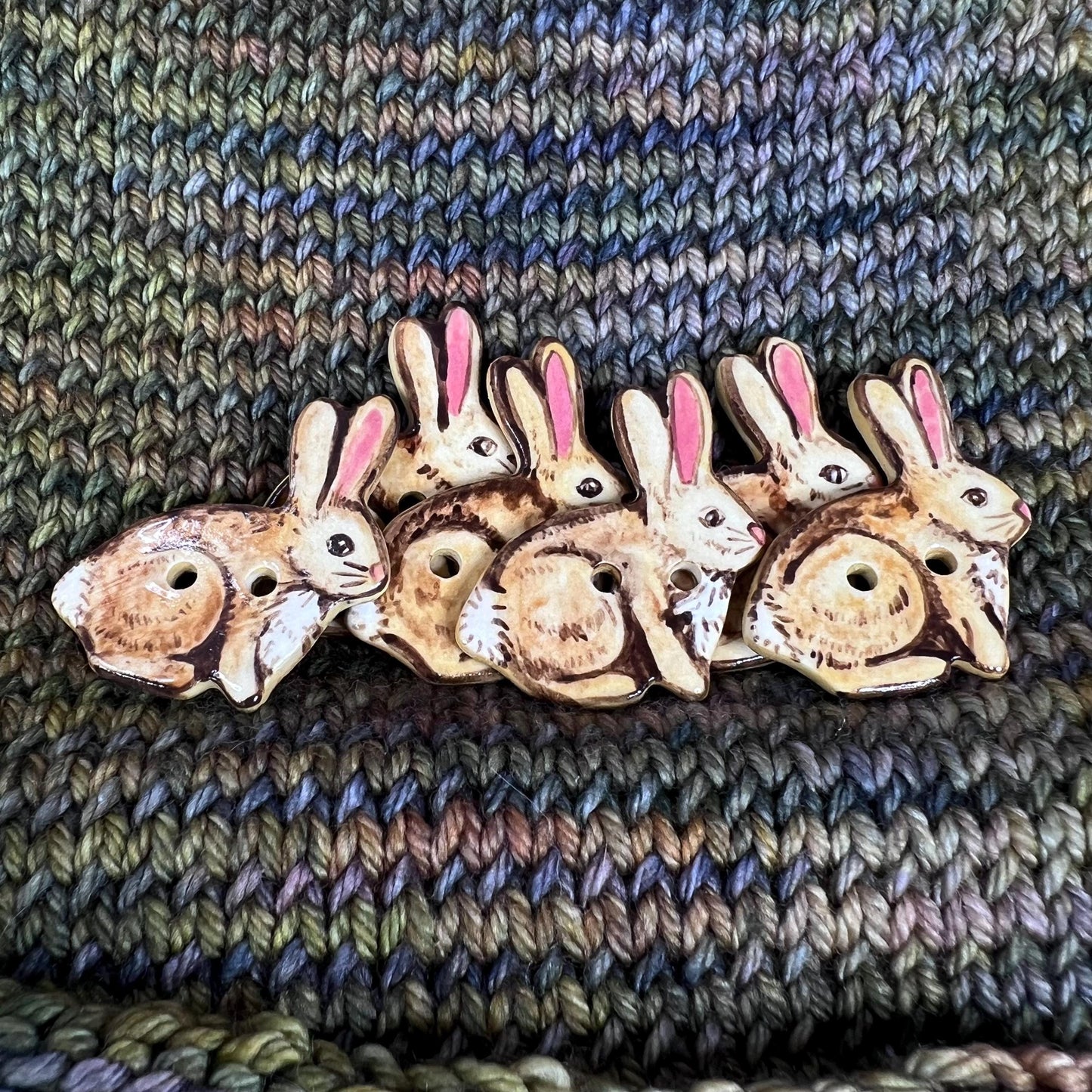 Light Brown Bunny with Long Ears Button