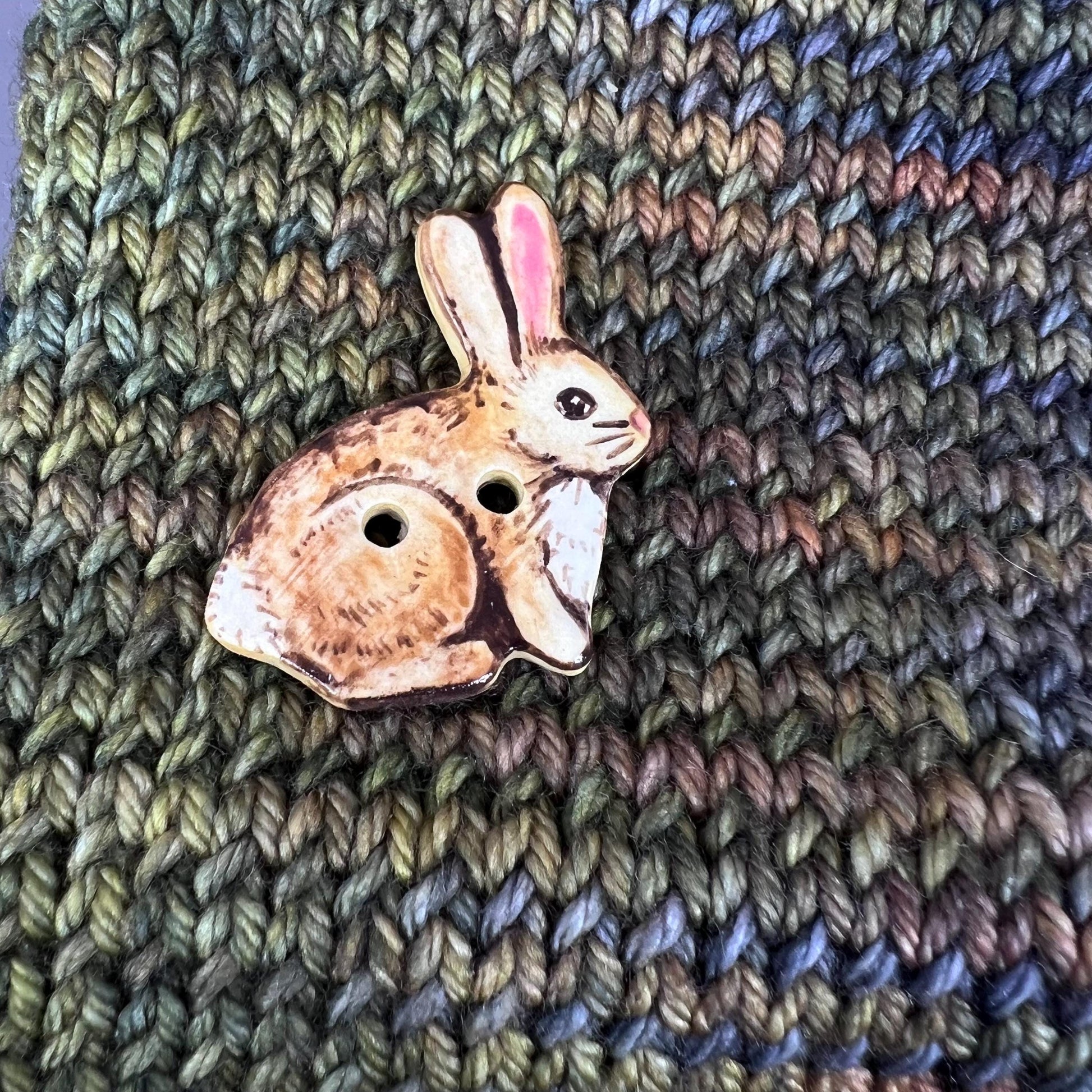 Light Brown Bunny with Long Ears Button