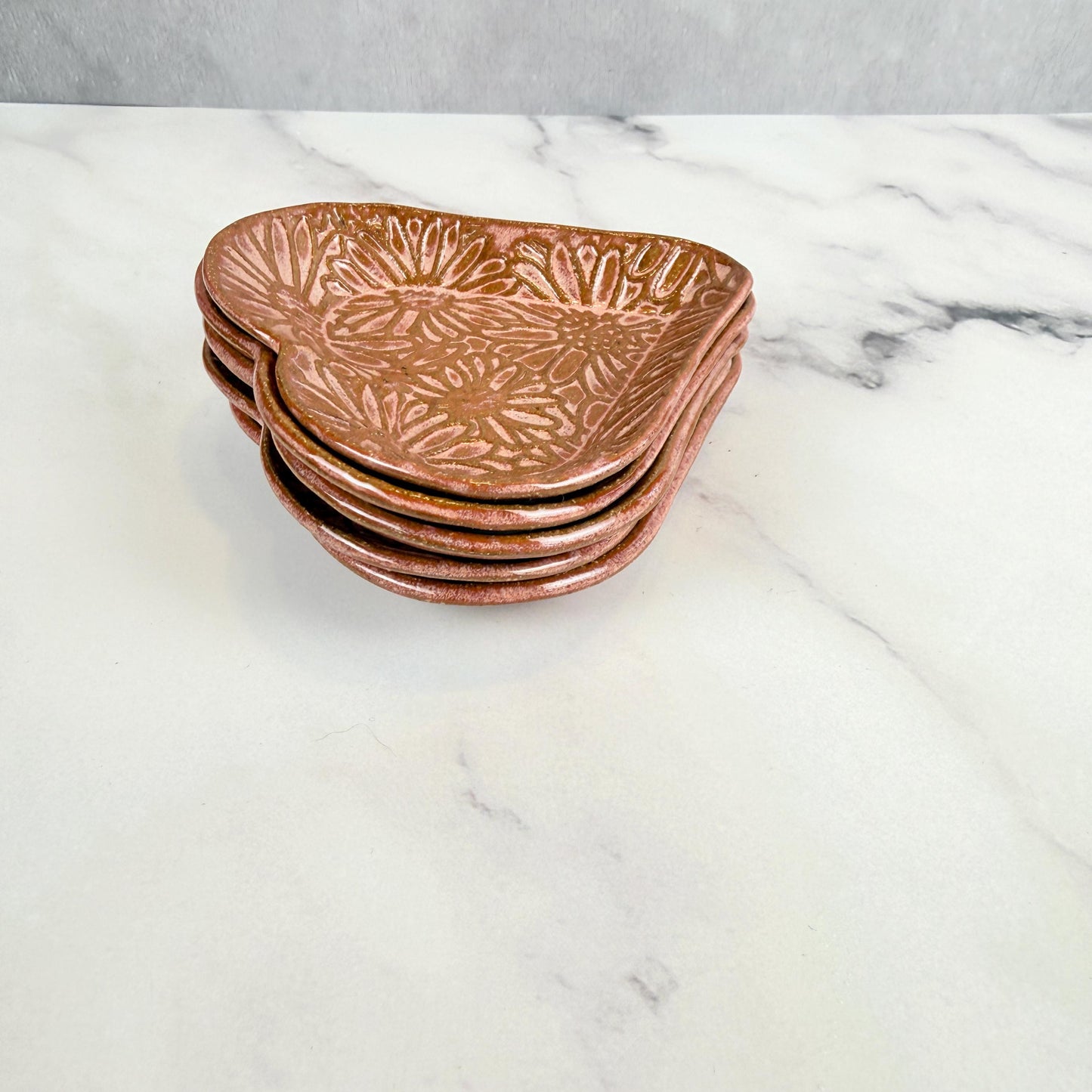 Red Ceramic Teabag Holder/Spoonrest with Daisy Pattern