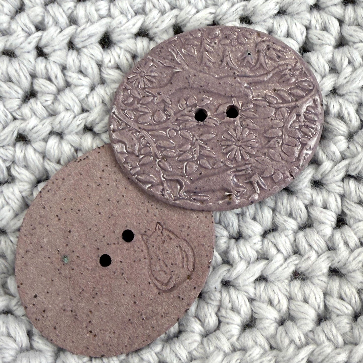 Lg Dark Lavender Porcelain Woodland Deer Oval Button