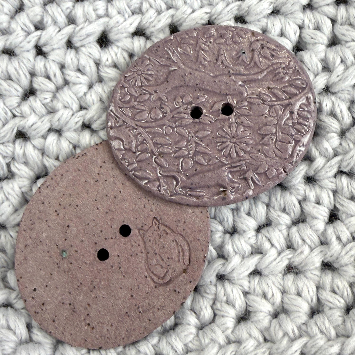 Lg Dark Lavender Porcelain Woodland Deer Oval Button