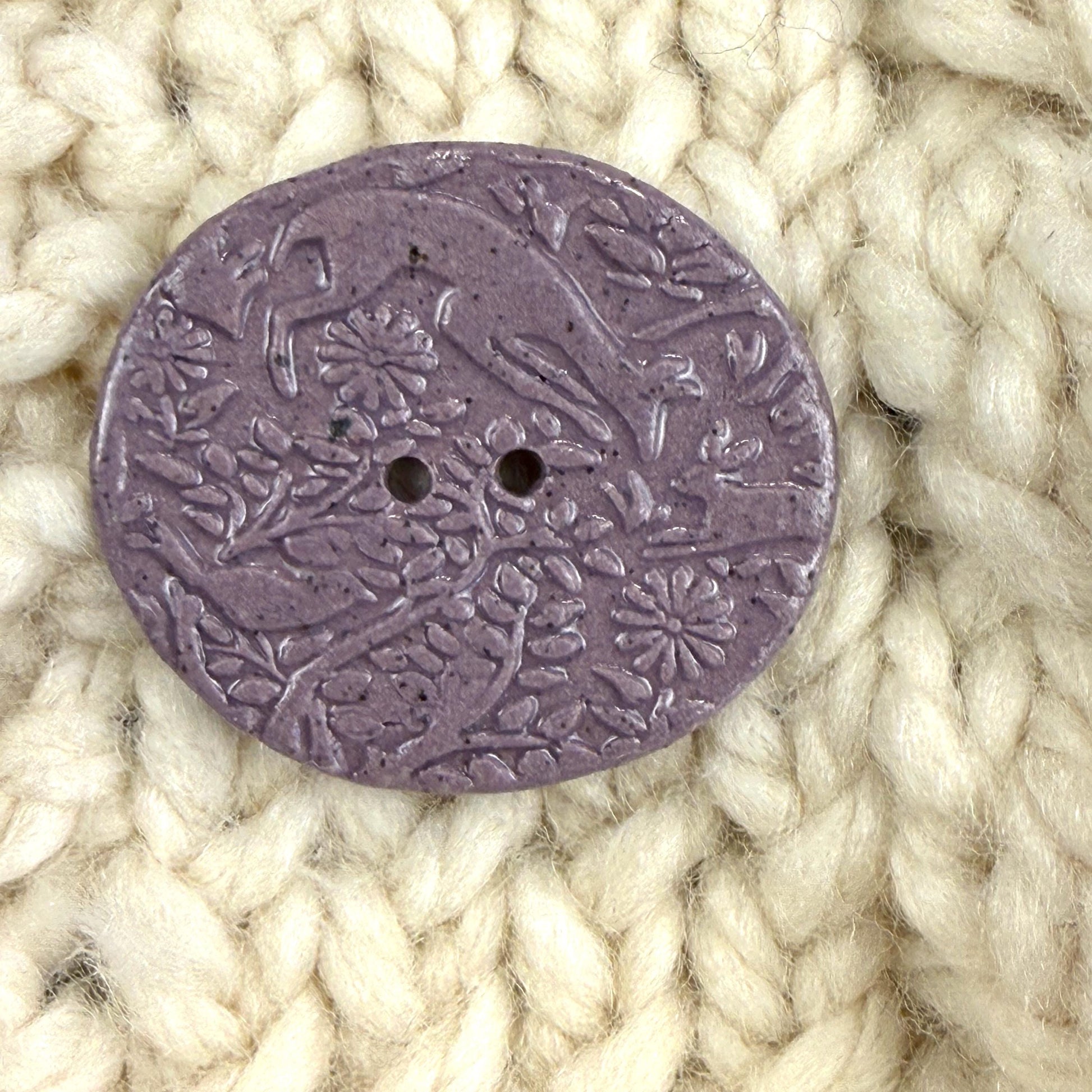 Lg Dark Lavender Porcelain Woodland Deer Oval Button
