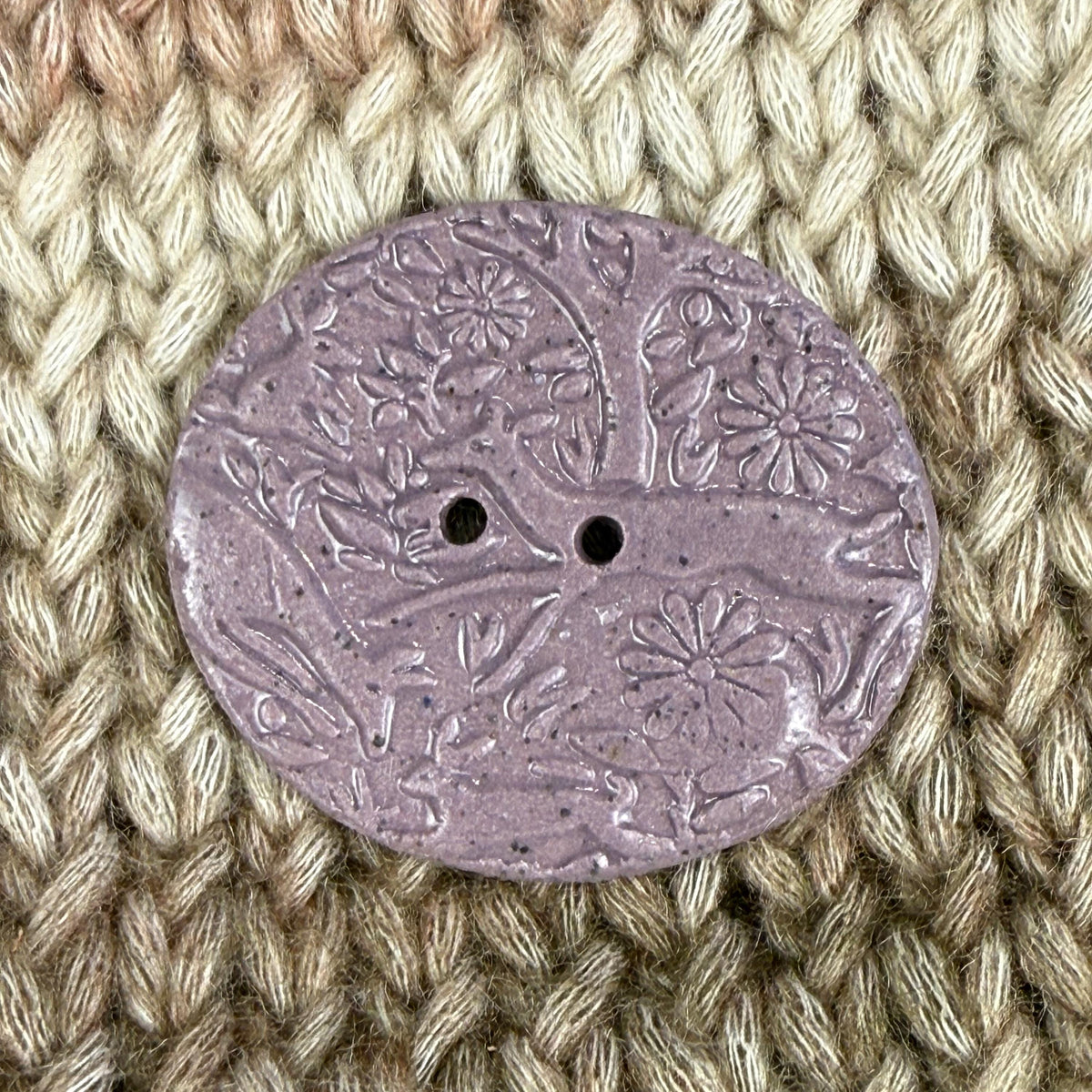 Lg Dark Lavender Porcelain Woodland Deer Oval Button
