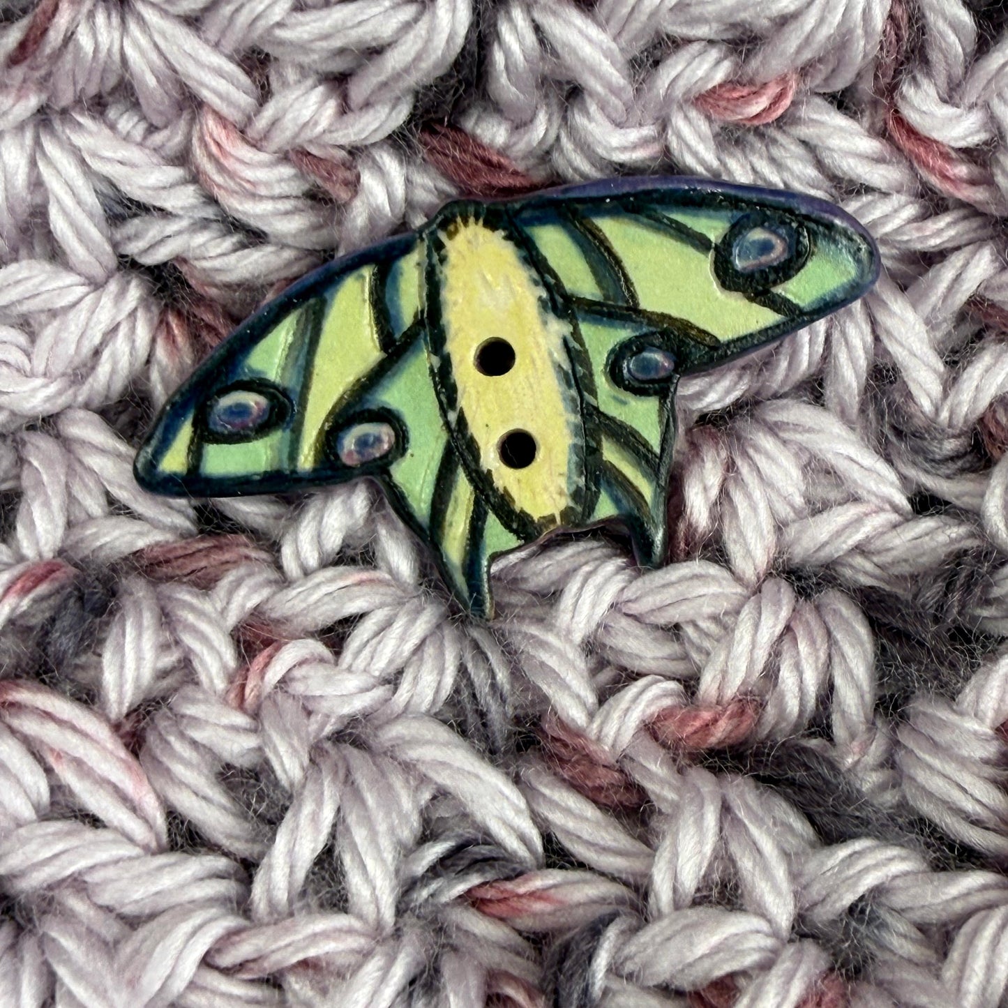 Luna Moth Ceramic Button