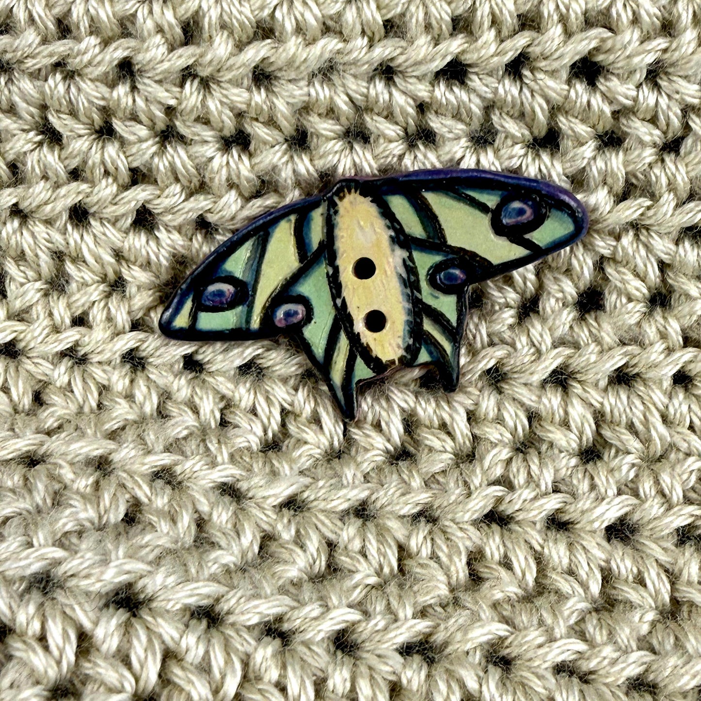Luna Moth Ceramic Button