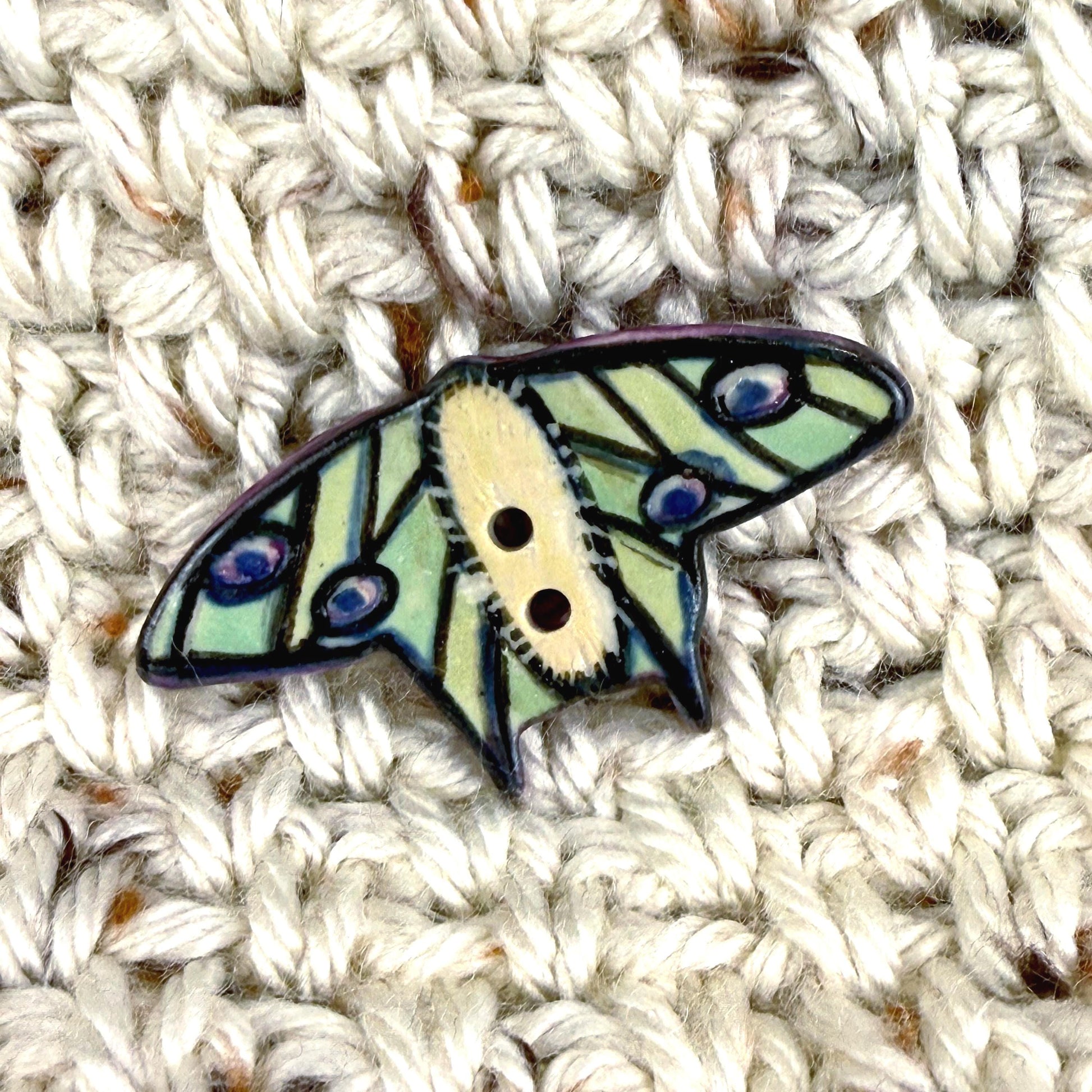 Luna Moth Ceramic Button