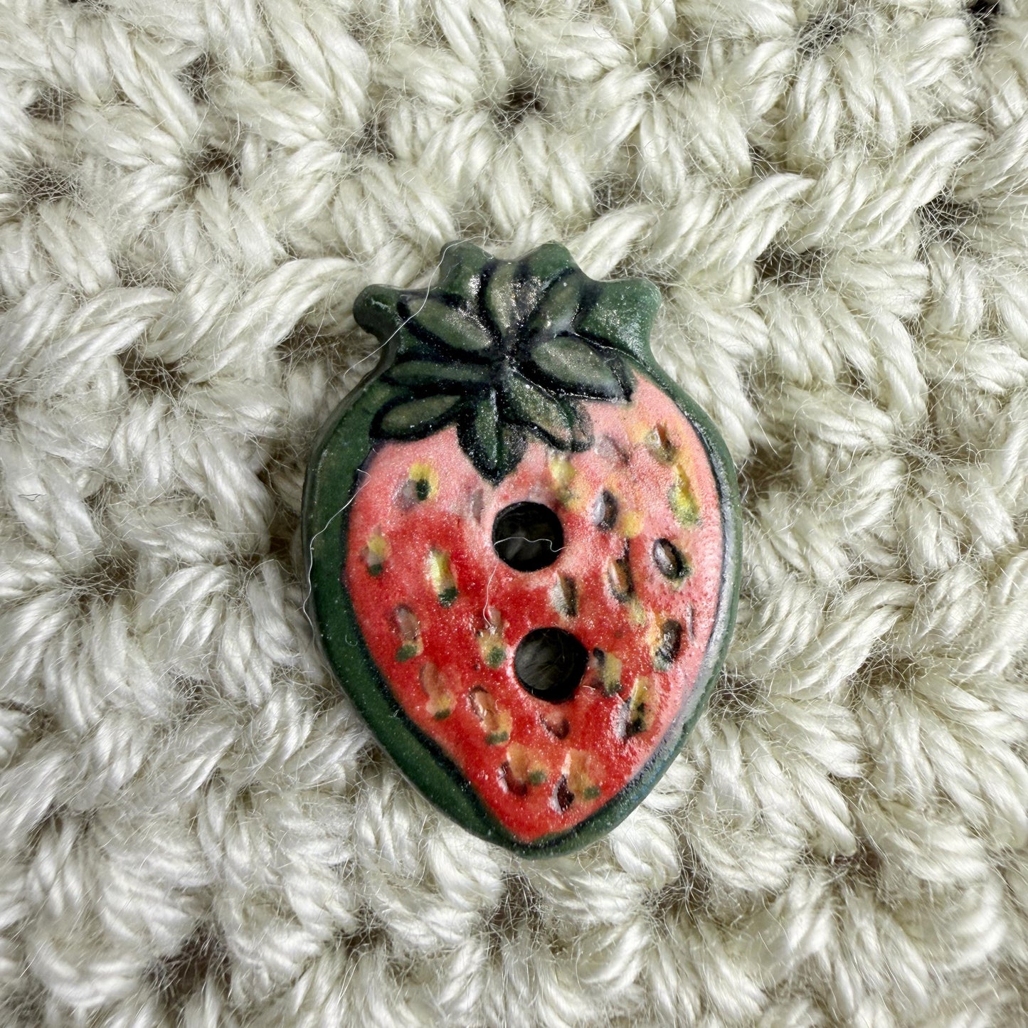 Set of 5 Small Strawberry Season Ceramic Buttons
