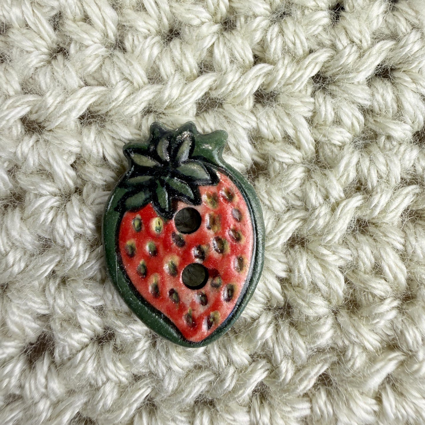 Set of 5 Small Strawberry Season Ceramic Buttons
