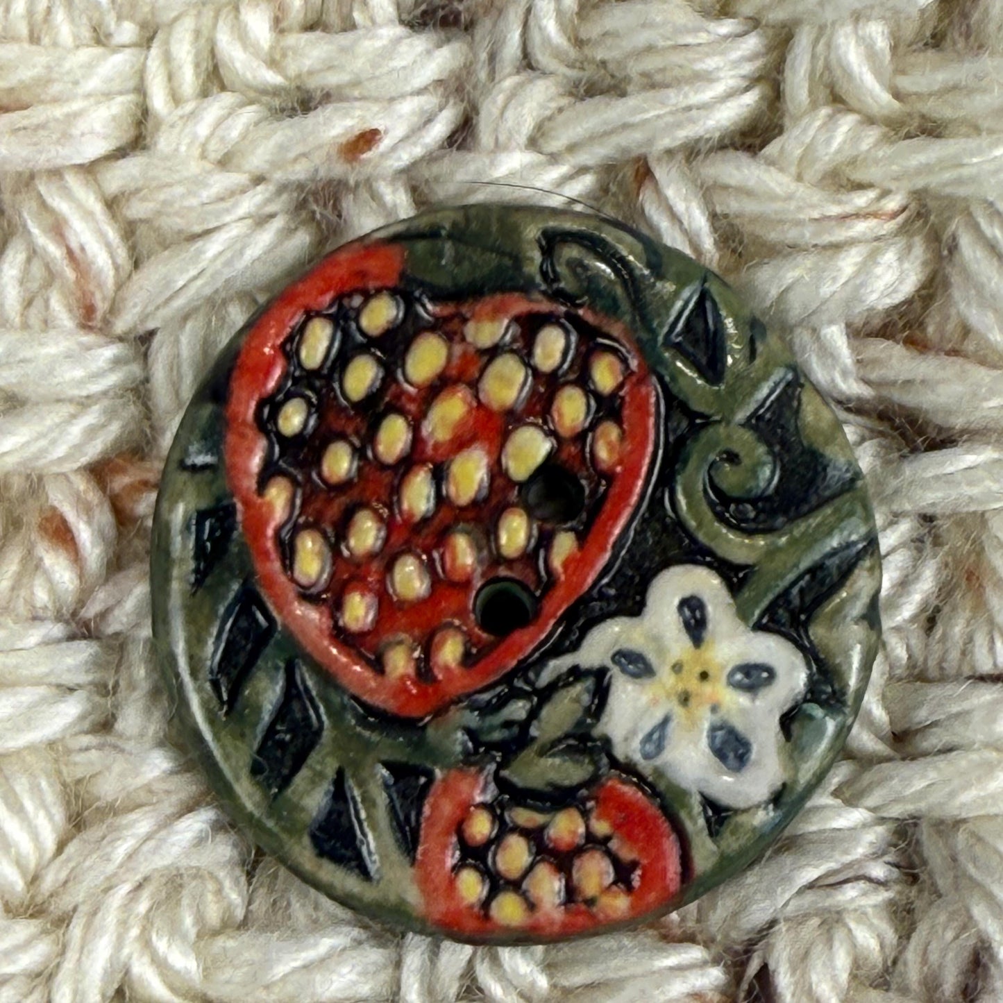 Goblin Core Strawberry Patch Round Ceramic Buttons