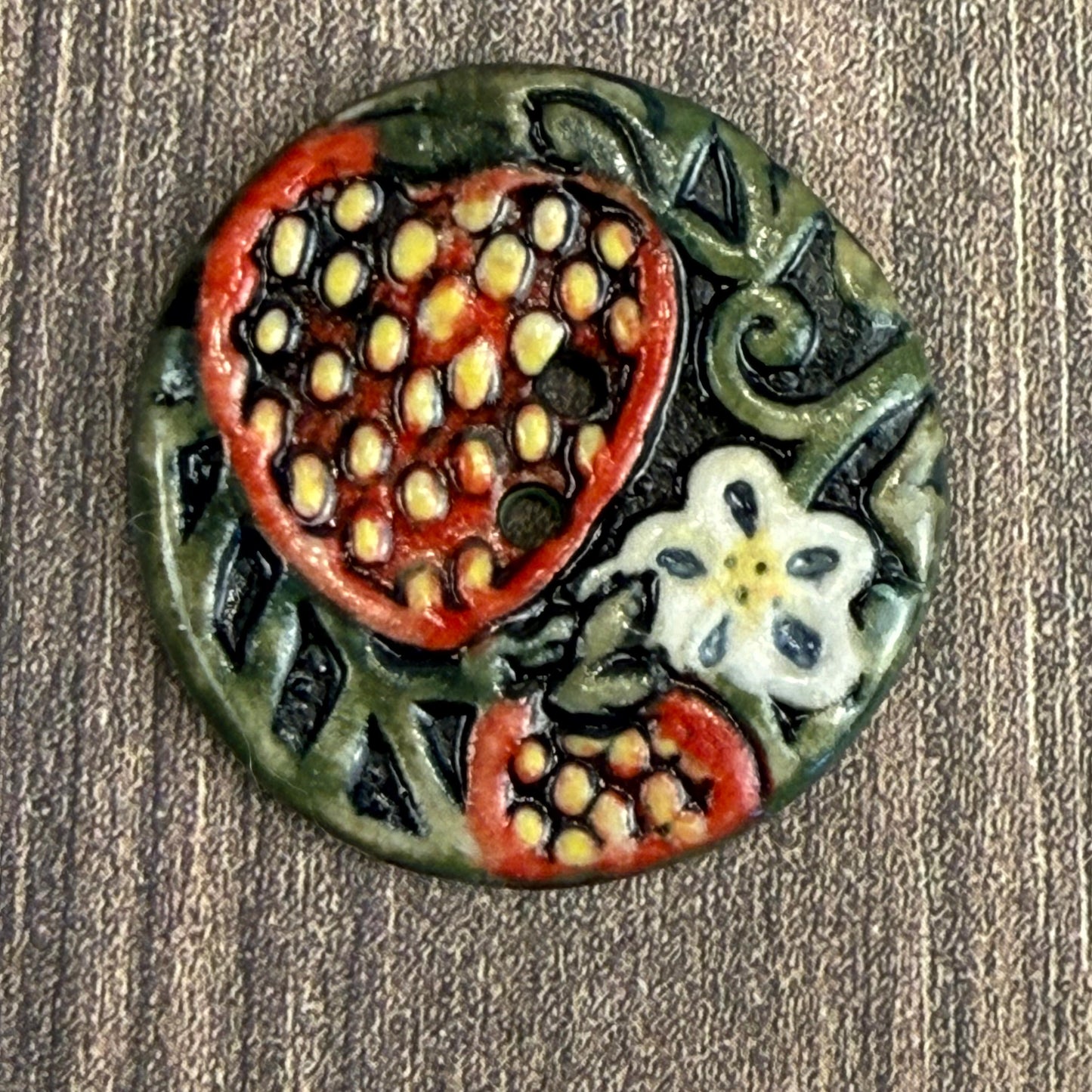 Goblin Core Strawberry Patch Round Ceramic Buttons