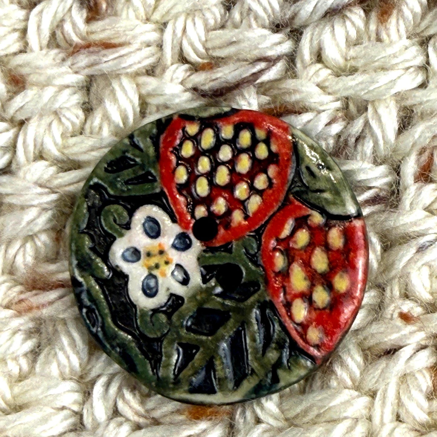 Goblin Core Strawberry Patch Round Ceramic Buttons