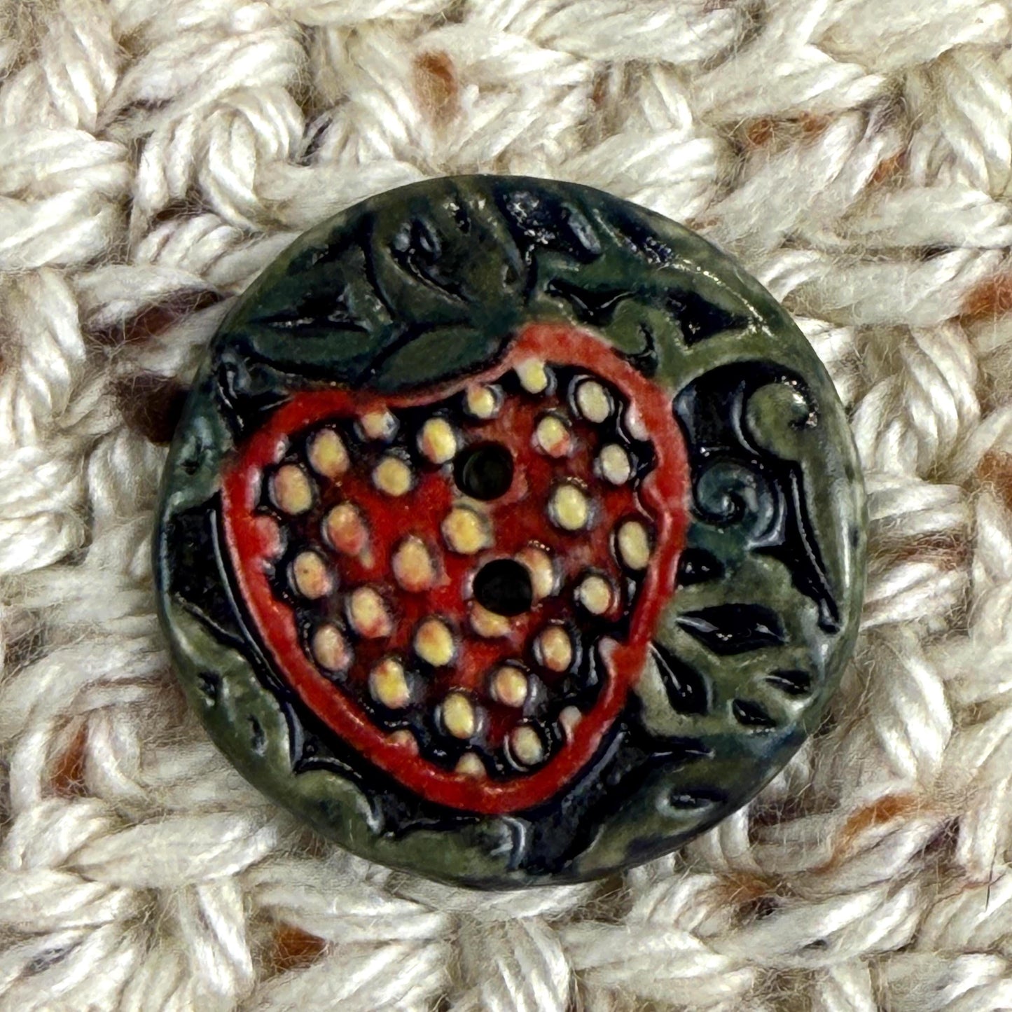 Goblin Core Strawberry Patch Round Ceramic Buttons