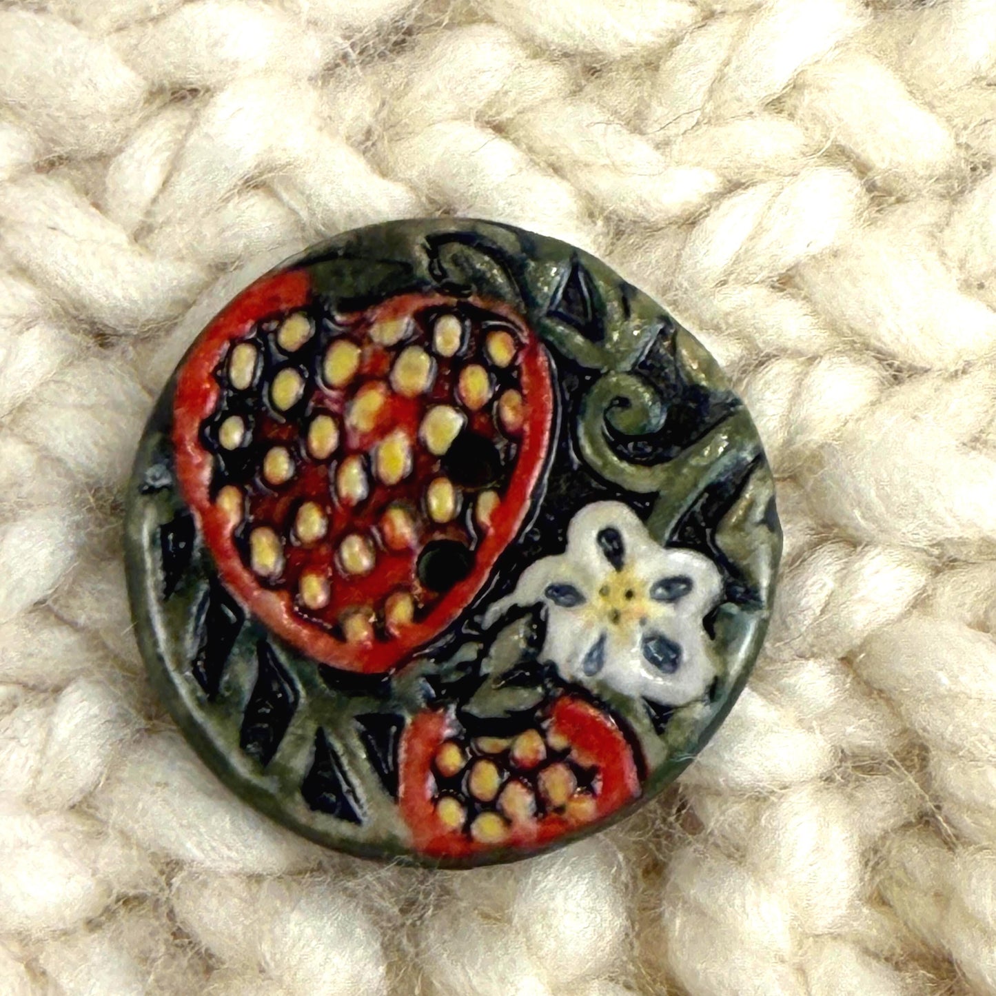 Goblin Core Strawberry Patch Round Ceramic Buttons
