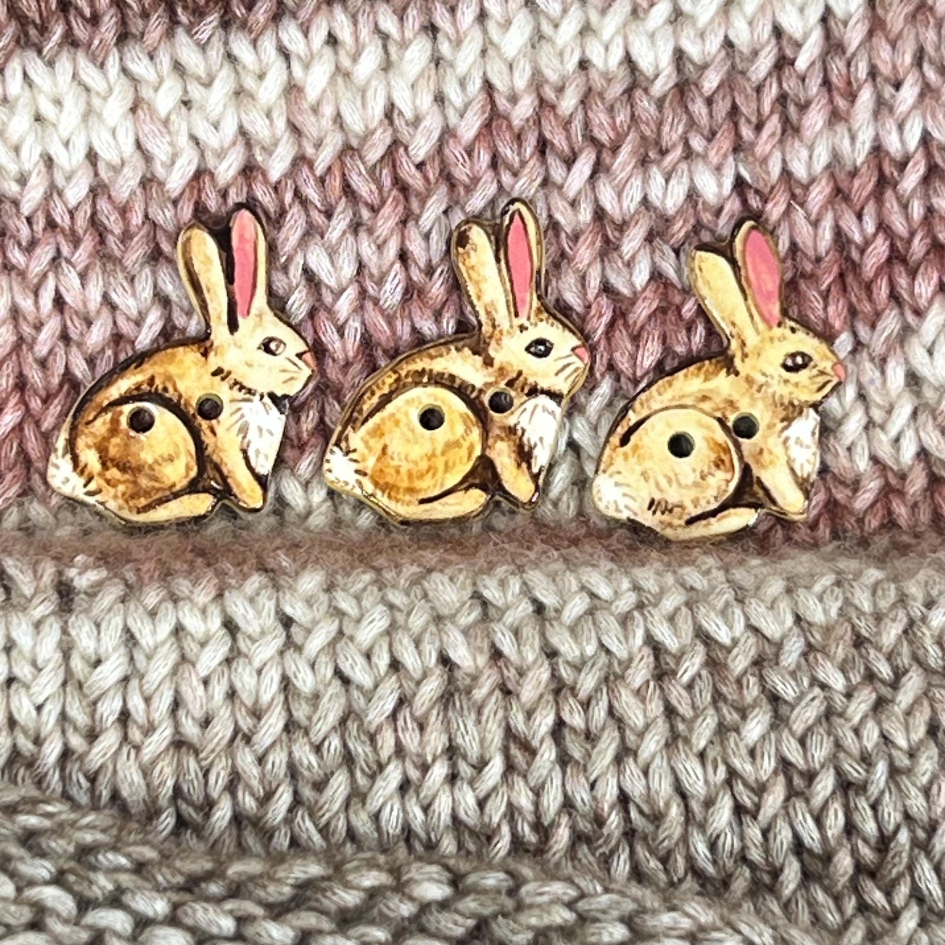 Light Brown Bunny with Long Ears Button
