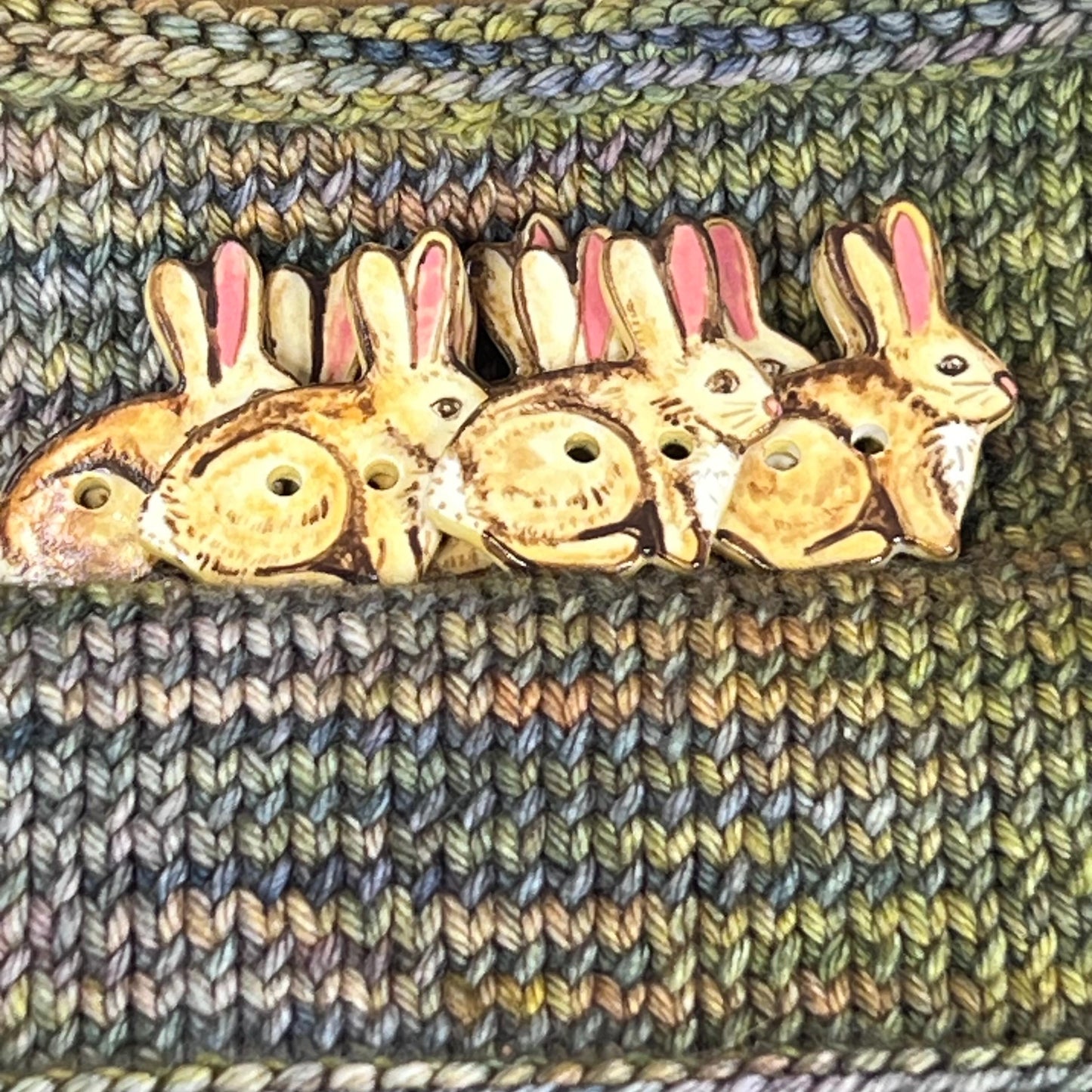 Light Brown Bunny with Long Ears Button
