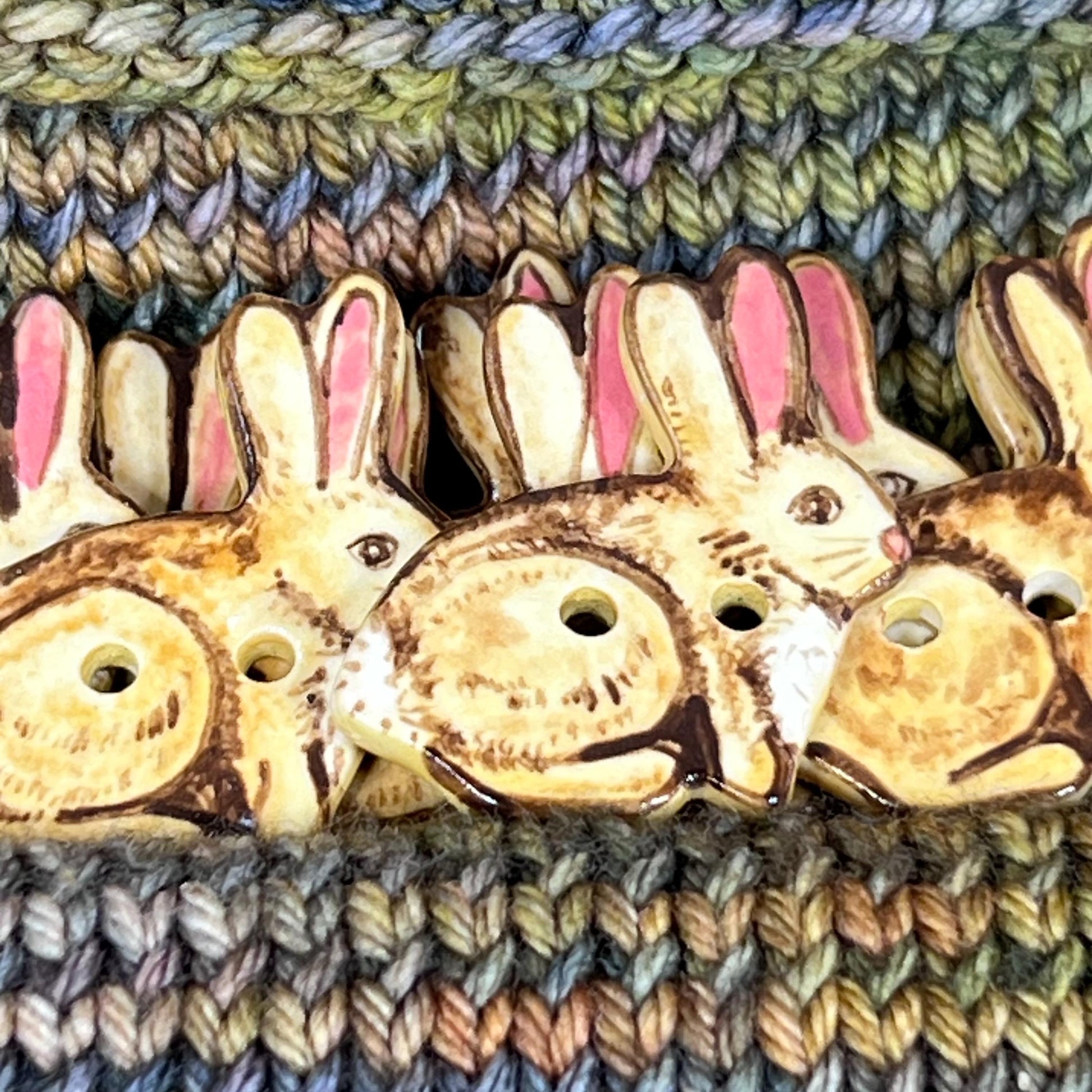 Light Brown Bunny with Long Ears Button