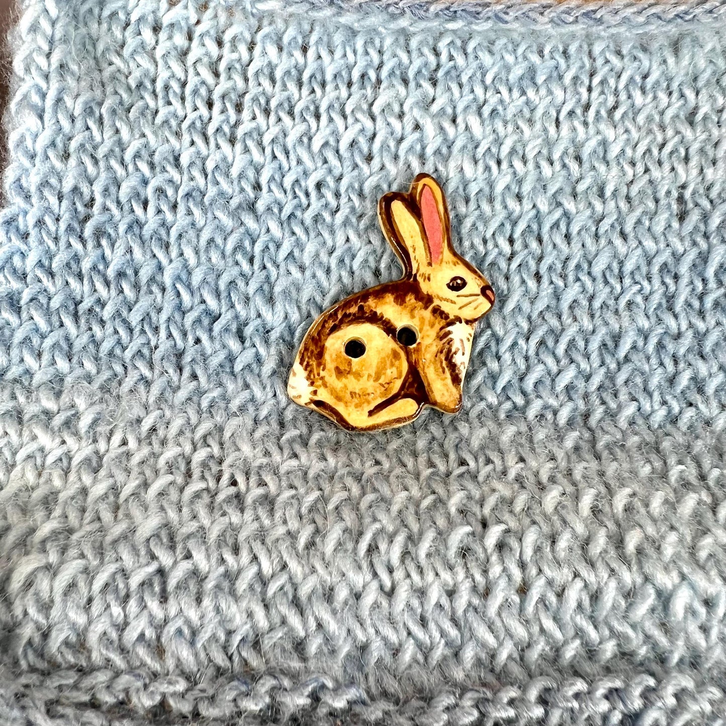 Light Brown Bunny with Long Ears Button