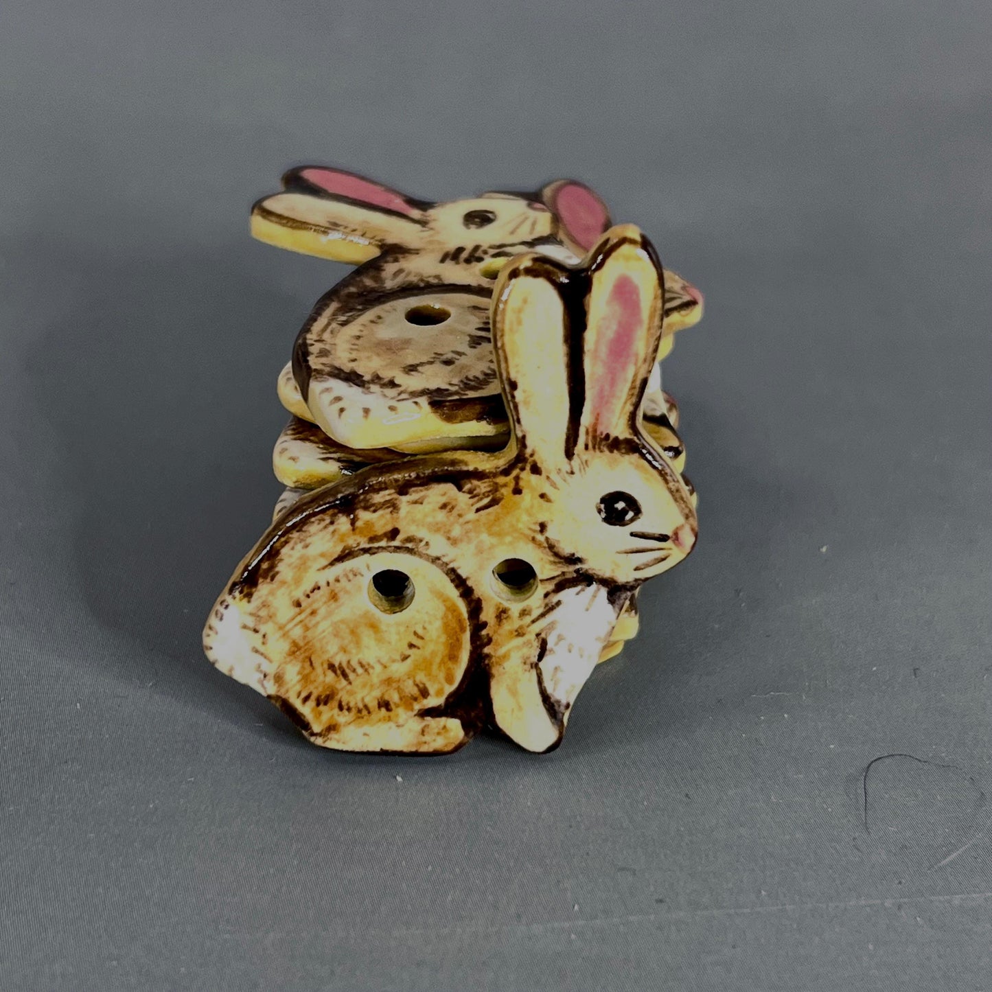 Light Brown Bunny with Long Ears Button
