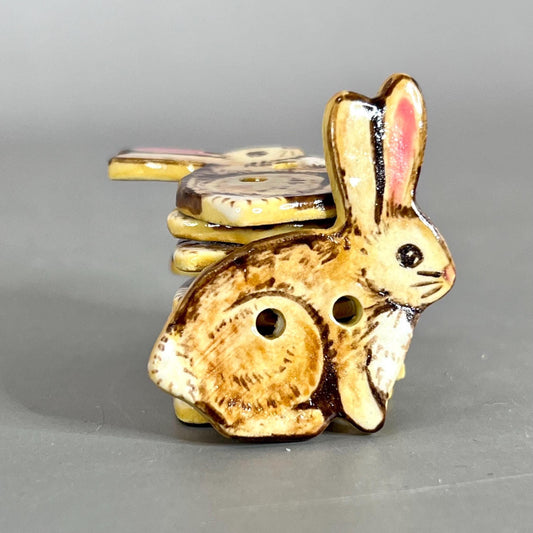 Light Brown Bunny with Long Ears Button