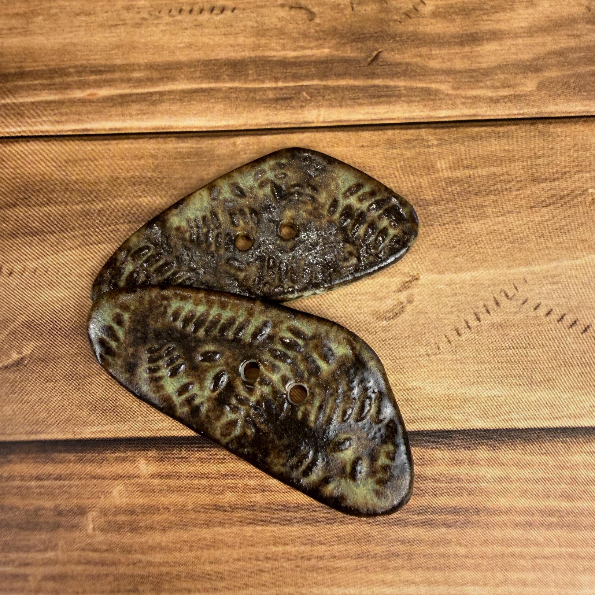 Gold and Brown Matte Fern Pattern Buttons