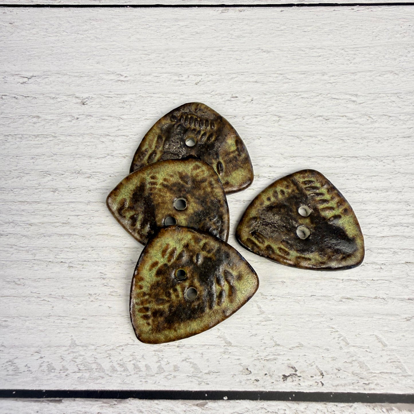 Gold and Brown Matte Fern Pattern Buttons