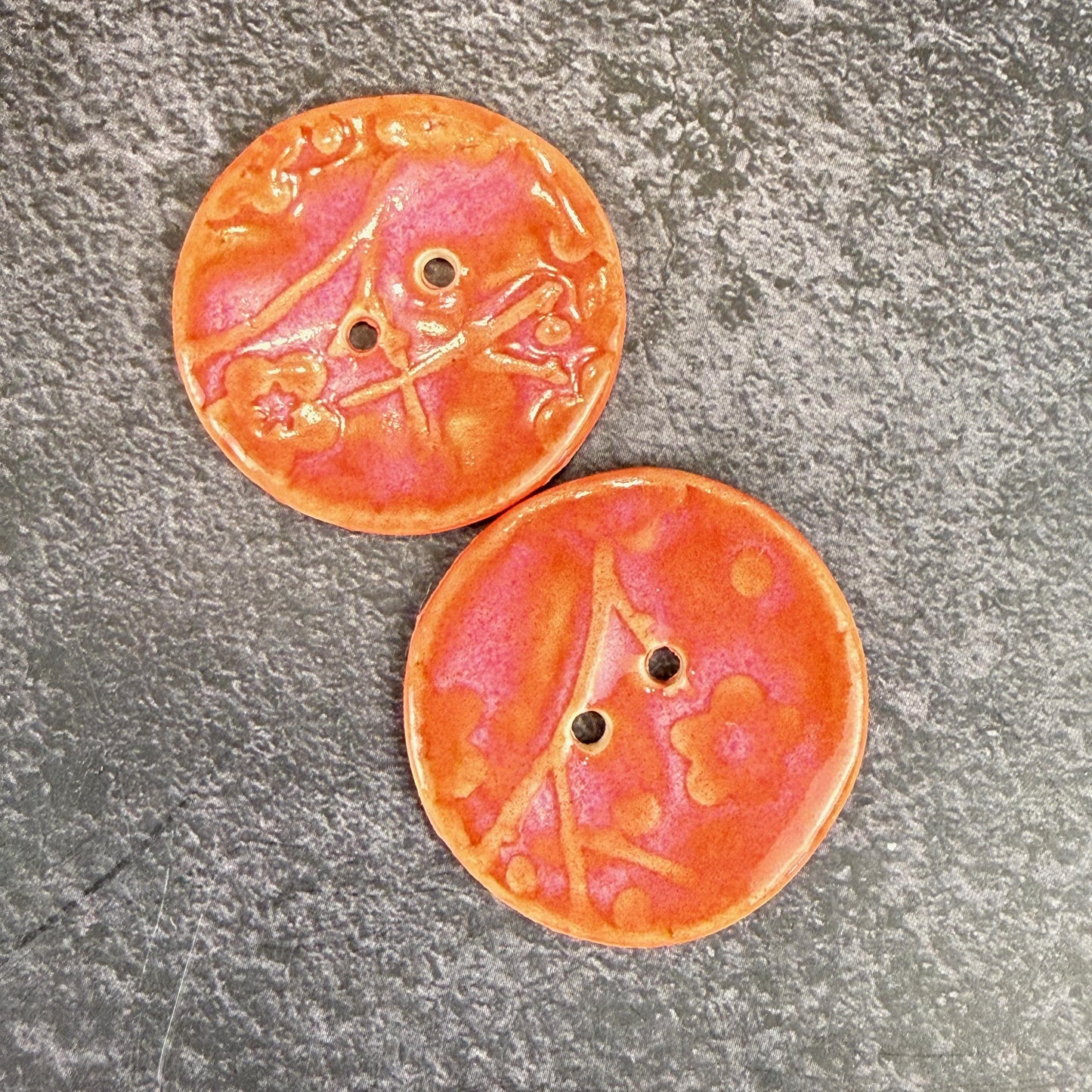 Bright Pink Cherry Blossom Patterned Ceramic Buttons