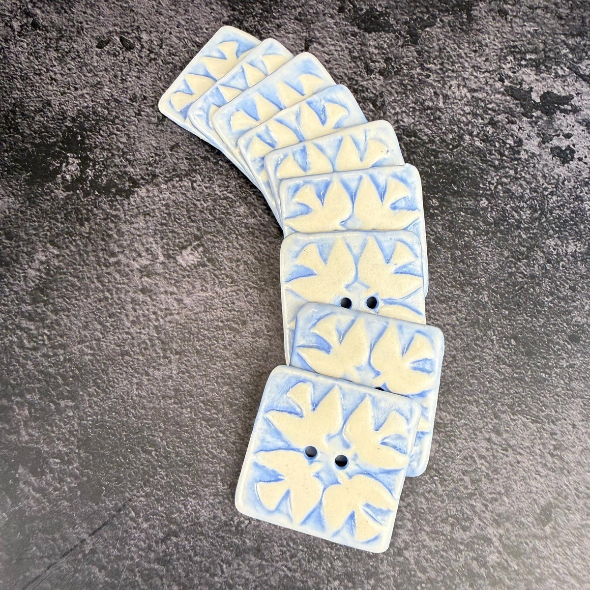 Blue and White Birds of Peace Ceramic Button