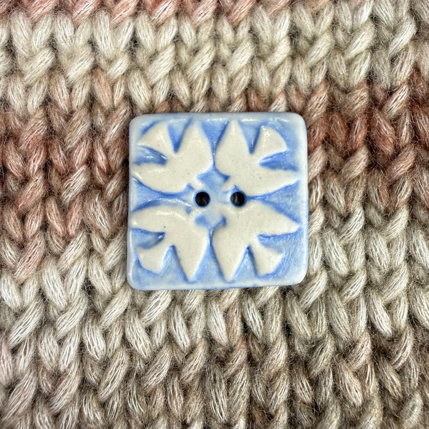 Blue and White Birds of Peace Ceramic Button