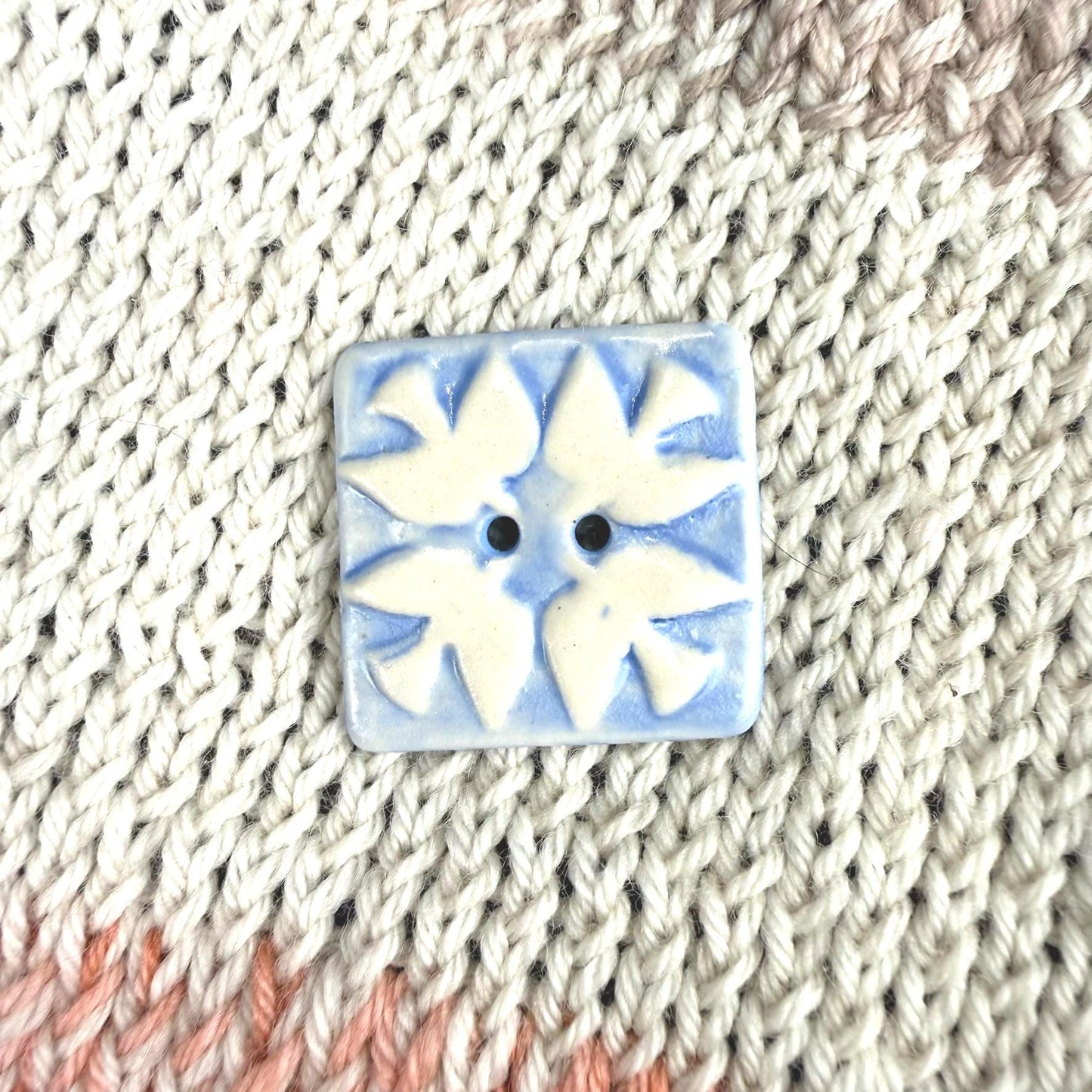 Blue and White Birds of Peace Ceramic Button