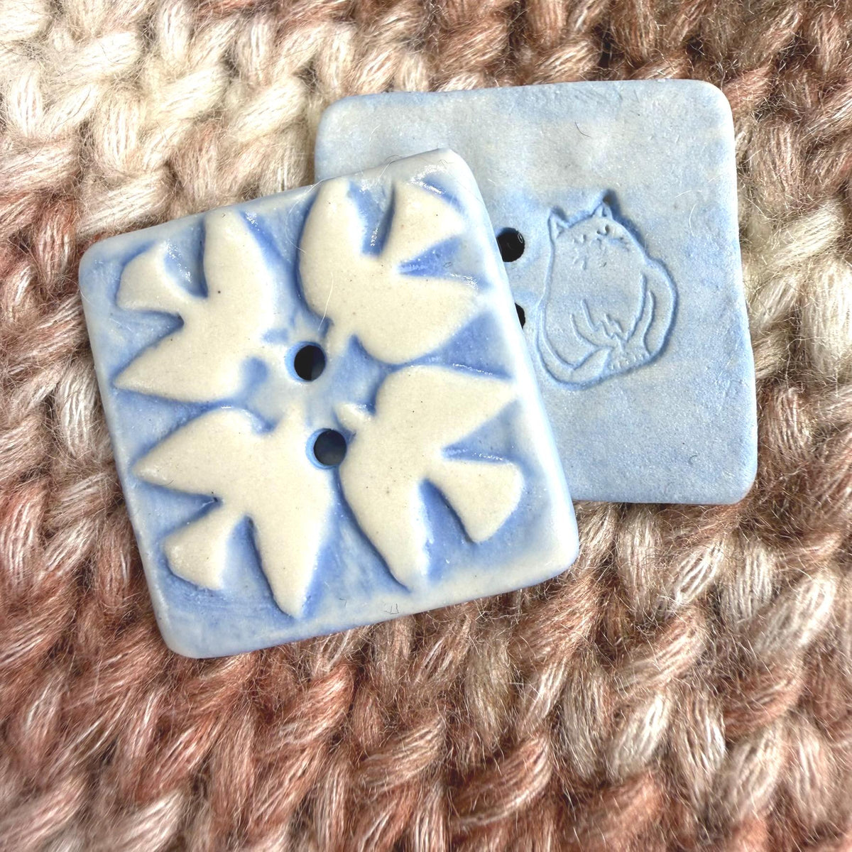 Blue and White Birds of Peace Ceramic Button