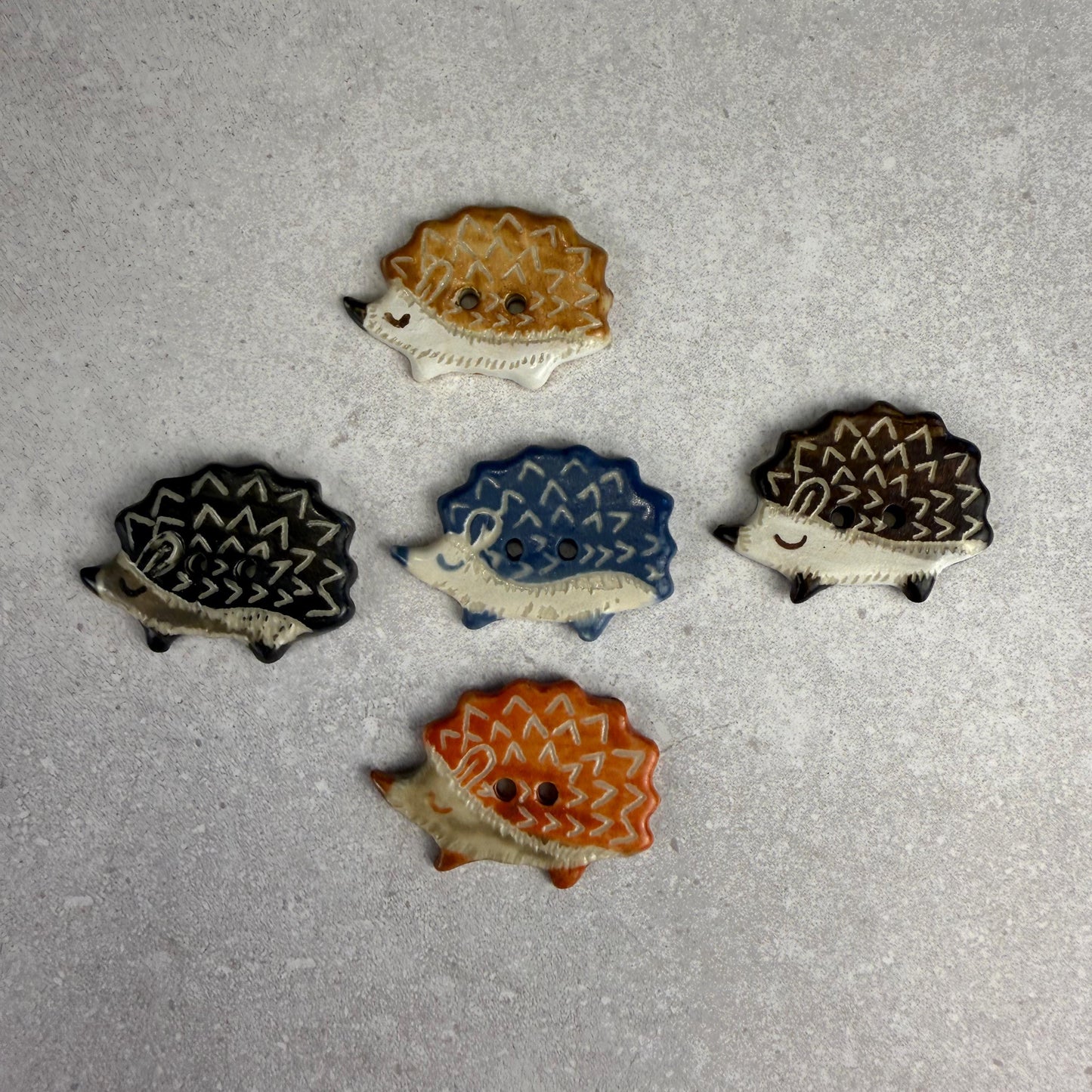 Sgraffito Hedgehog Ceramic Buttons