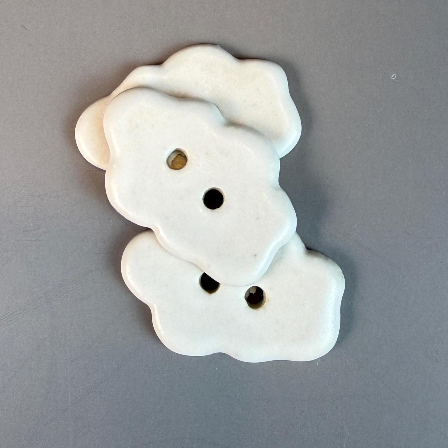 Tiny White Cloud Ceramic Buttons