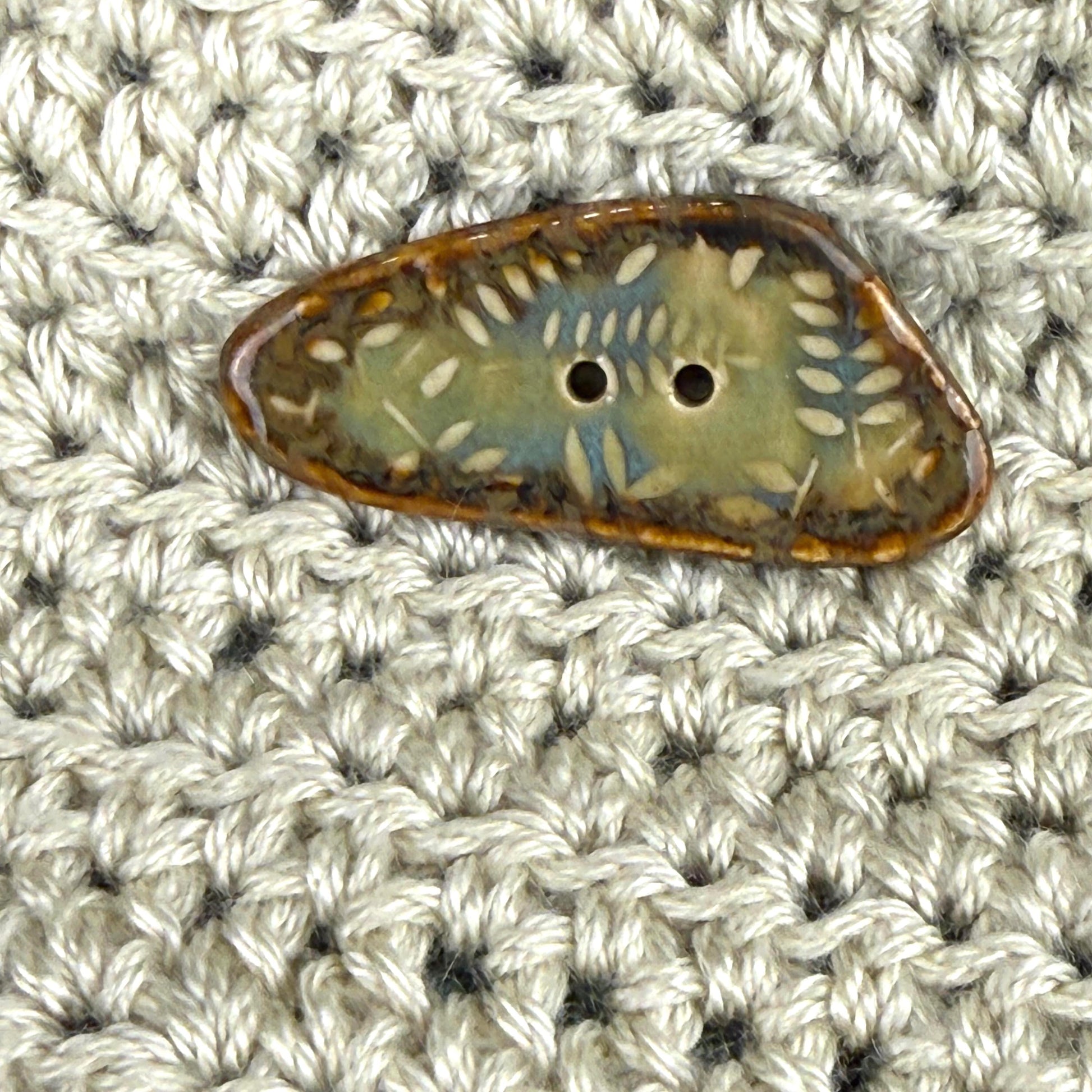 Ferns with Green, Blue, and Copper 2 Hole Large Triangular Buttons