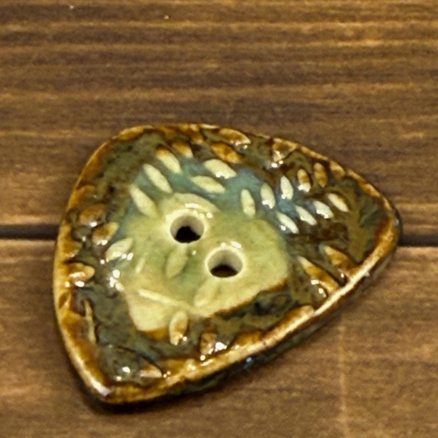 Ferns with Green, Blue, and Copper 2 Hole Small Triangular Buttons