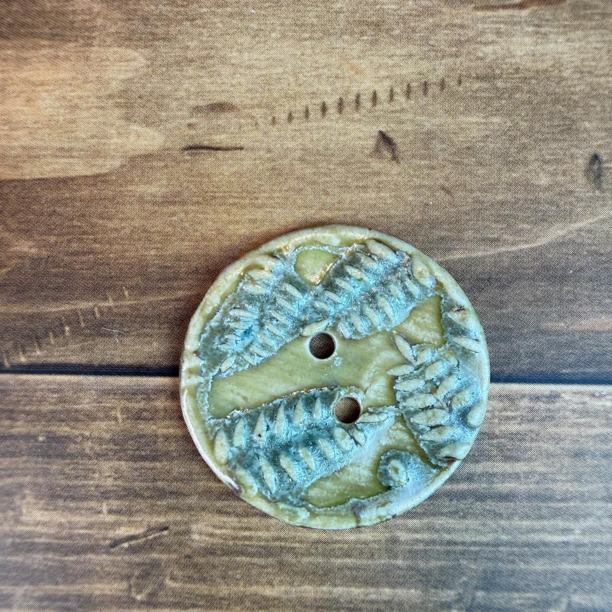 Small Spring Ferns with Green and Gold 2 Hole Round Buttons