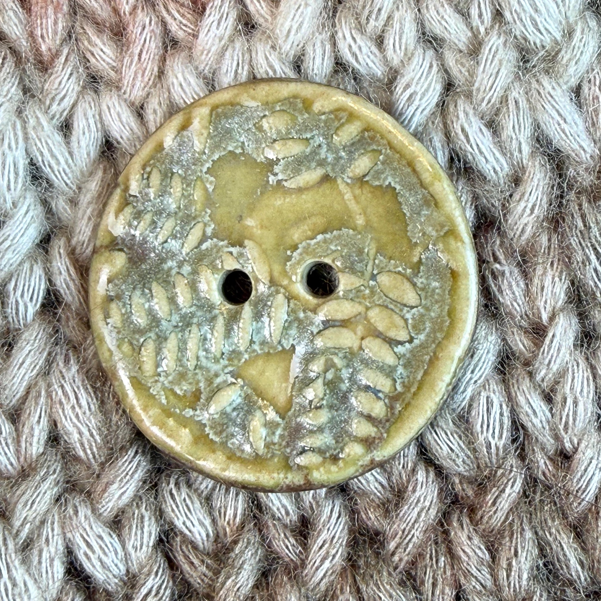 Small Spring Ferns with Green and Gold 2 Hole Round Buttons