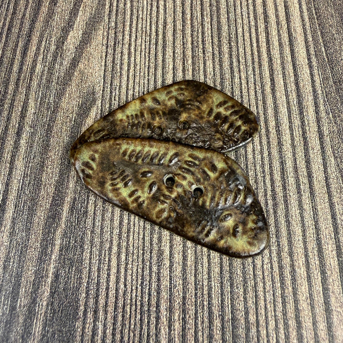 Gold and Brown Matte Fern Pattern Buttons