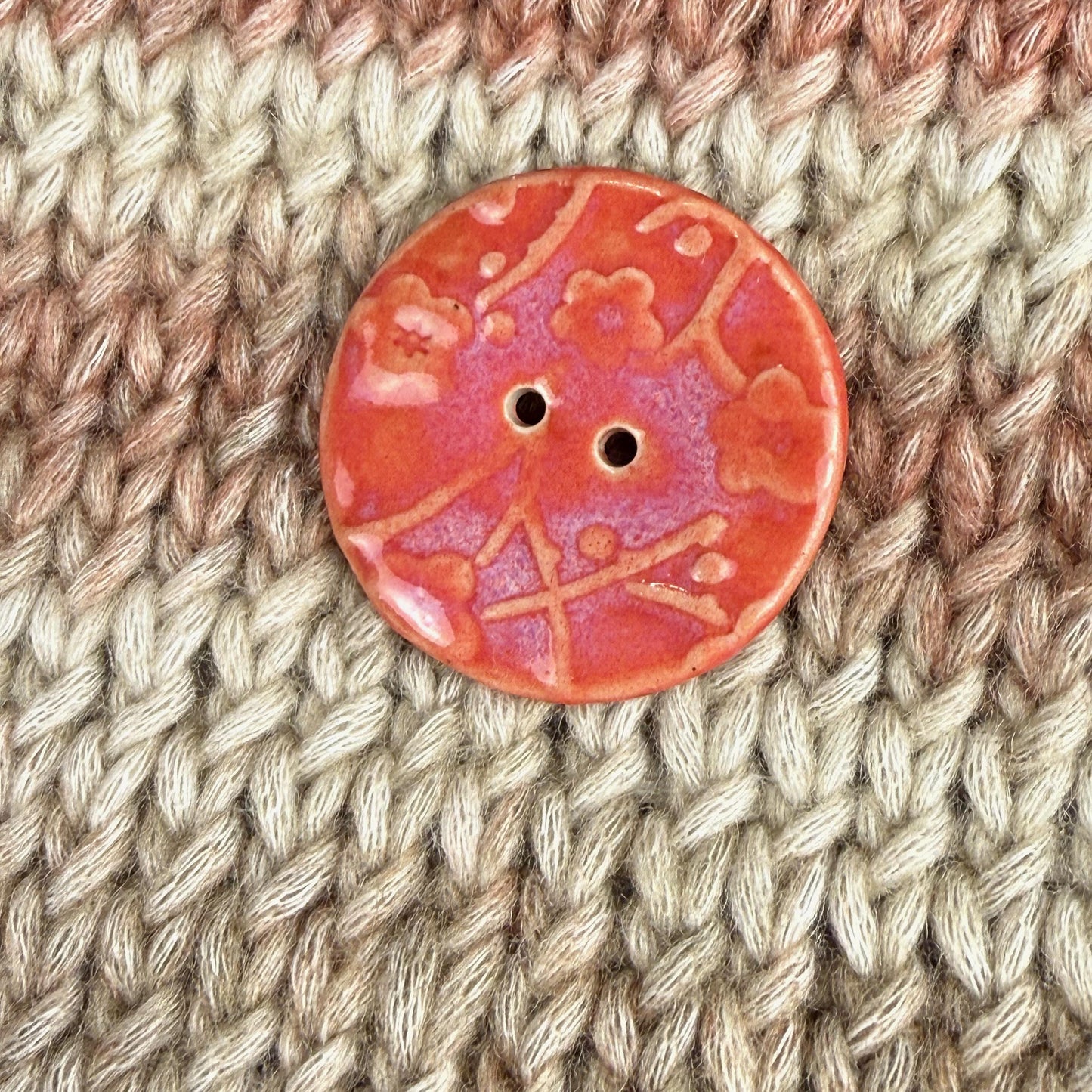 Bright Pink Cherry Blossom Patterned Ceramic Buttons
