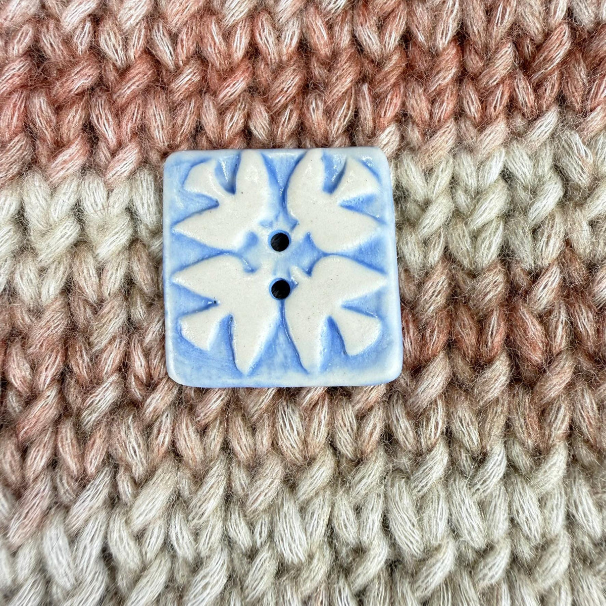 Blue and White Birds of Peace Ceramic Button