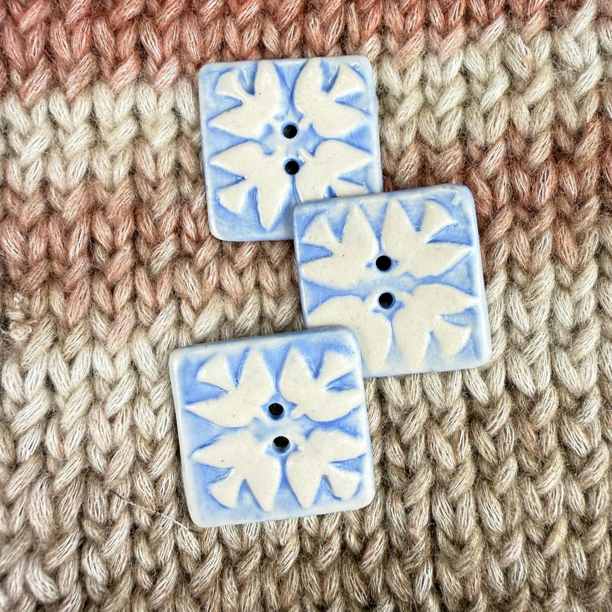 Blue and White Birds of Peace Ceramic Button