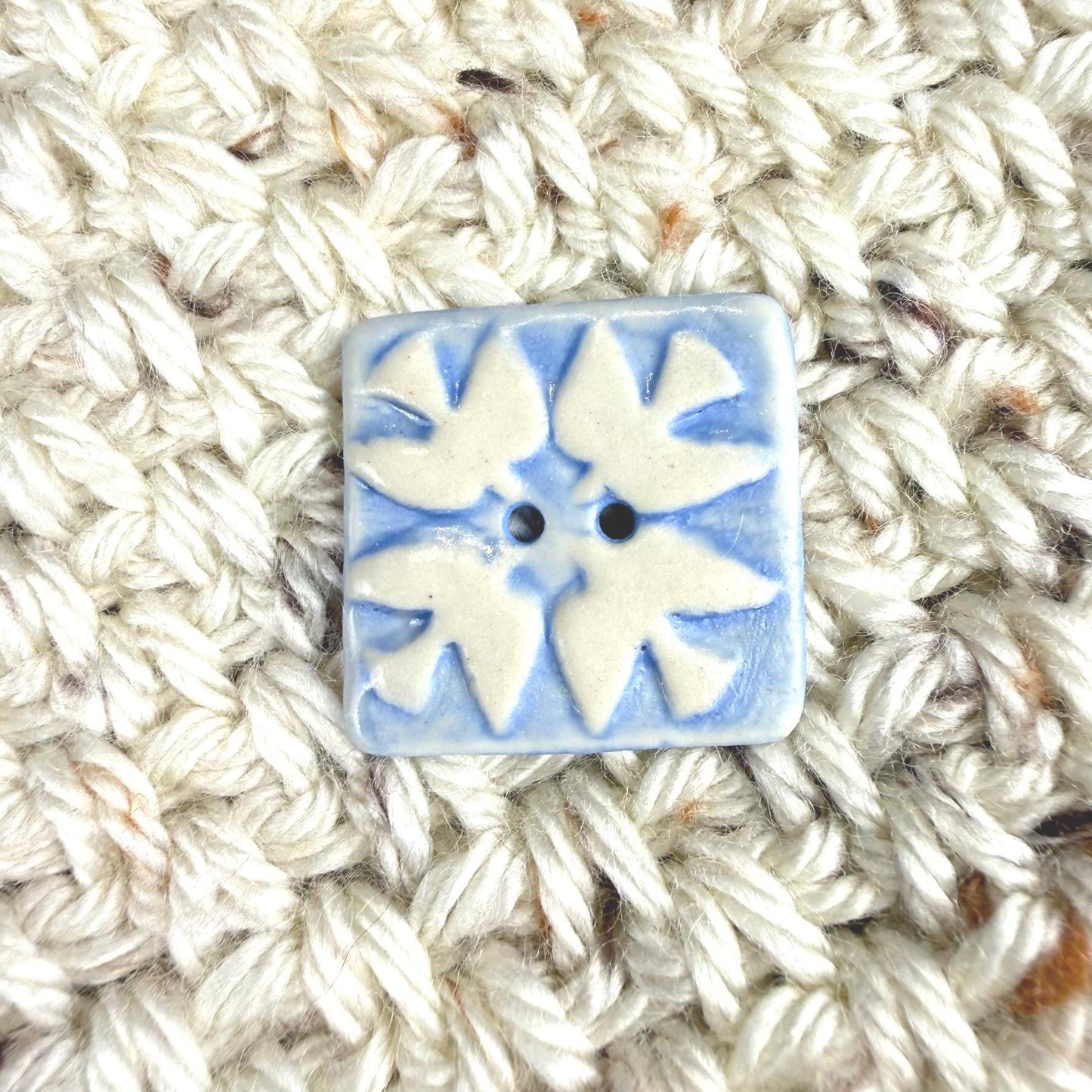 Blue and White Birds of Peace Ceramic Button