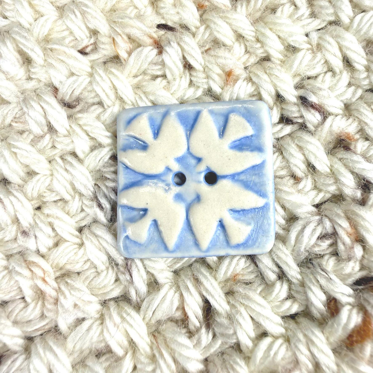 Blue and White Birds of Peace Ceramic Button