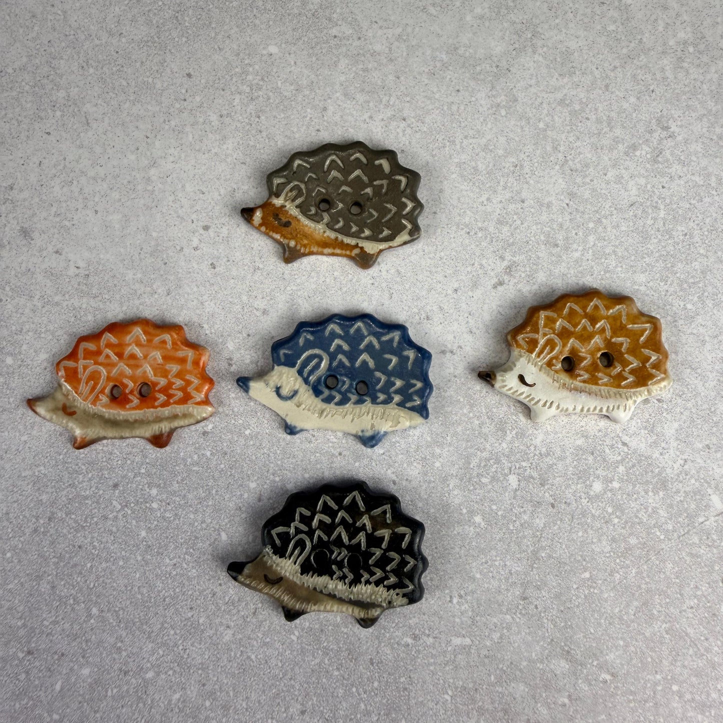 Sgraffito Hedgehog Ceramic Buttons