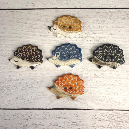 Sgraffito Hedgehog Ceramic Buttons