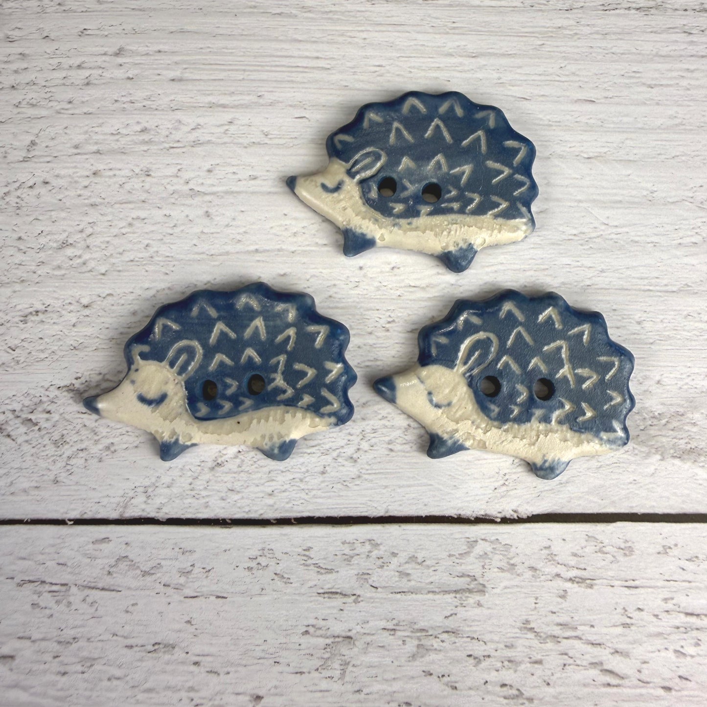 Sgraffito Hedgehog Ceramic Buttons