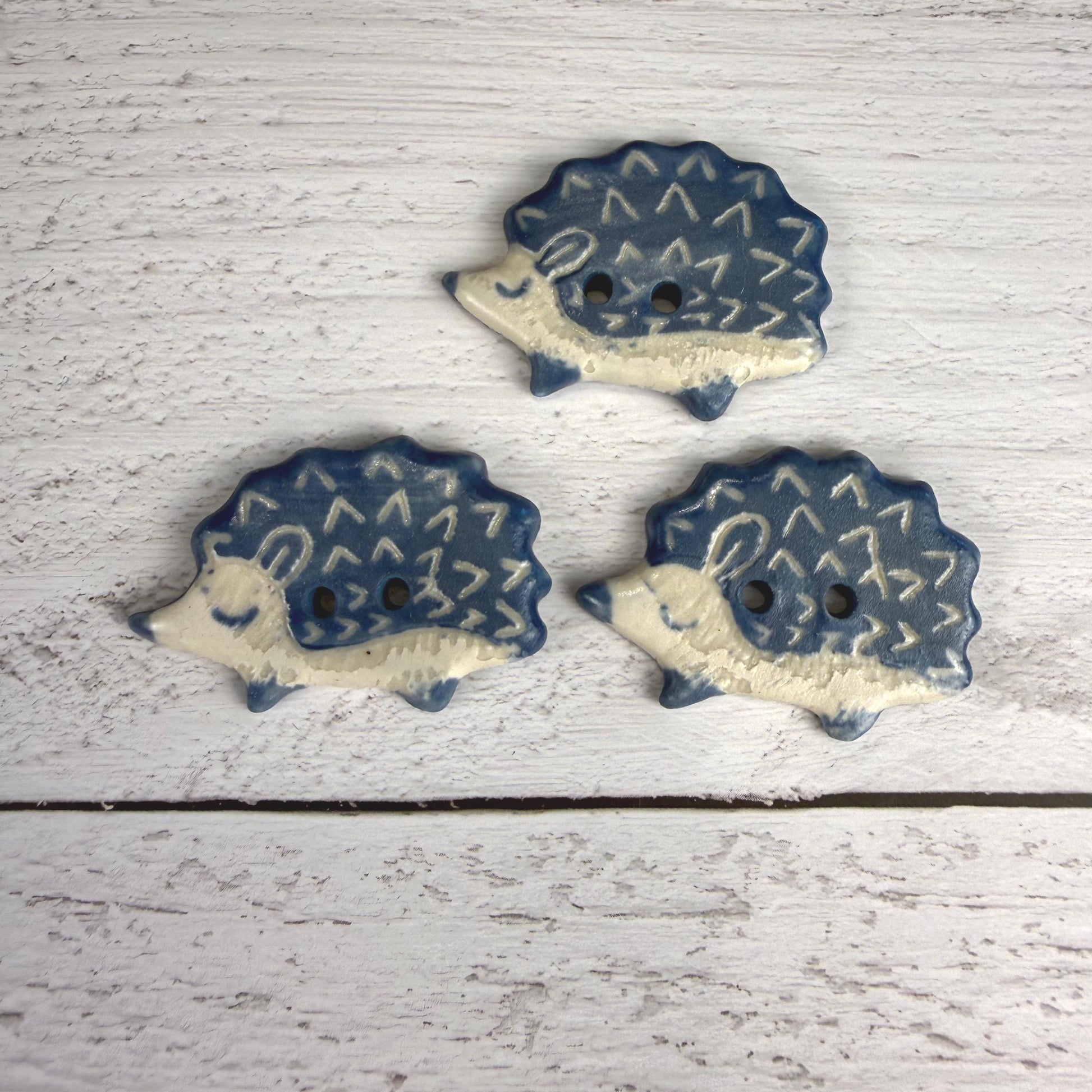 Sgraffito Hedgehog Ceramic Buttons