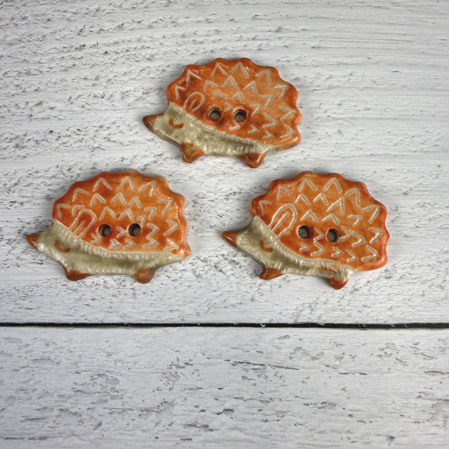 Sgraffito Hedgehog Ceramic Buttons