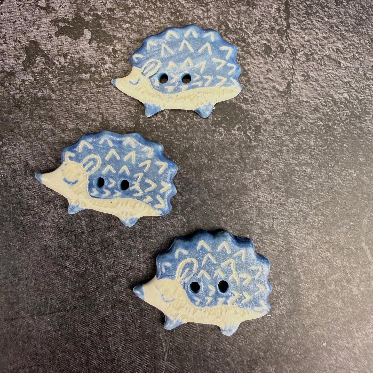 Sgraffito Hedgehog Ceramic Buttons