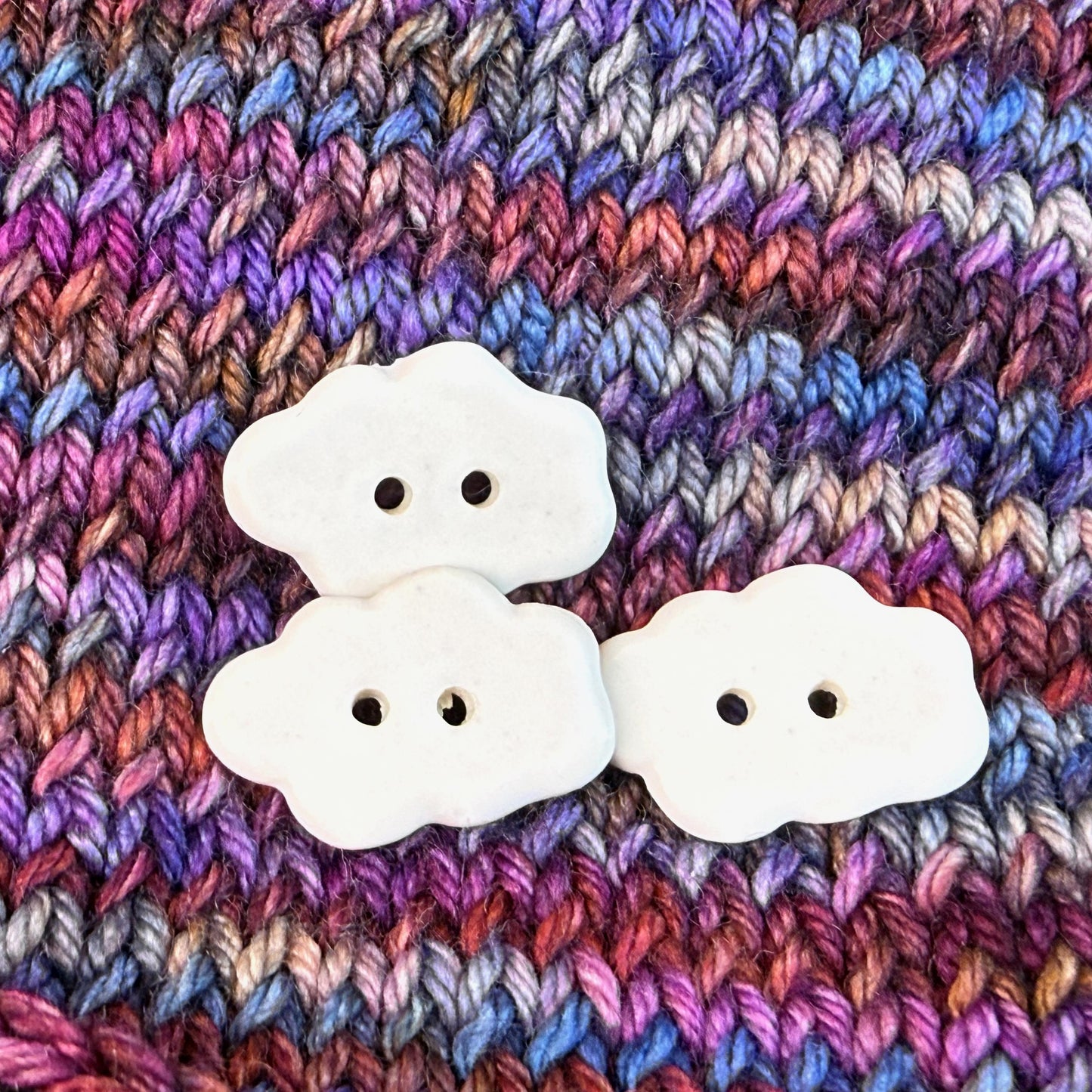 Tiny White Cloud Ceramic Buttons